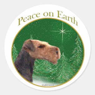 Sticker Rond Airedale Terrier Paix