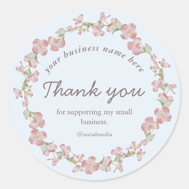 Sticker Rond Airlight rose Dogwood wreath Merci aux entreprises (Devant)