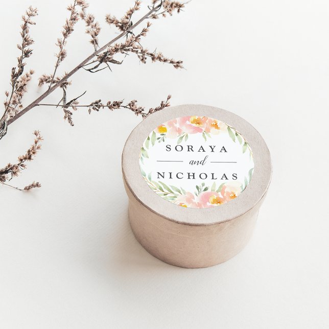 Sticker Rond Airy Floral Wreath Mariage (Créateur téléchargé)