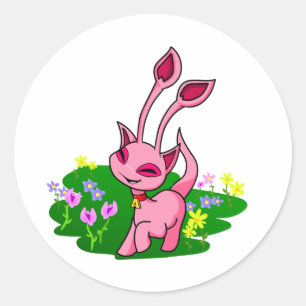Sticker Rond Aisha rose caracolant par des fleurs
