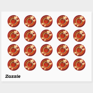 Sticker Rond Ajouter Année Nouvel An Chinois 20XX Floral