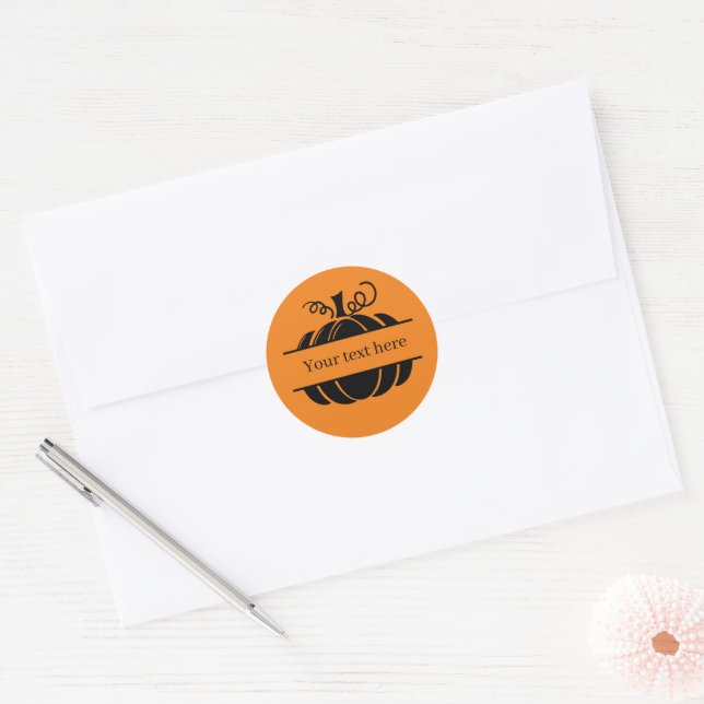 Sticker Rond ajouter du texte Automne citrouille saisonnier (Enveloppe)