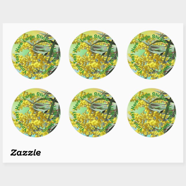 Sticker Rond Ajouter du texte Wattle & Gum Feuille Aussie Large (Feuille)