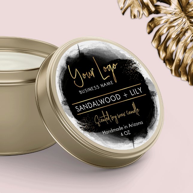 Sticker Rond Ajouter le logo Black & Gold Modern Product Packag (Créateur téléchargé)