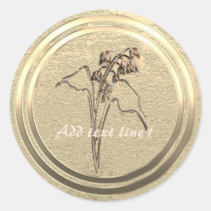 Sticker Rond Ajouter le texte Gold Lily de la vallée