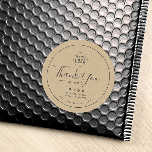 Sticker Rond Ajouter Logo Bordure Gris Médias sociaux Merci Kra (Créateur téléchargé)