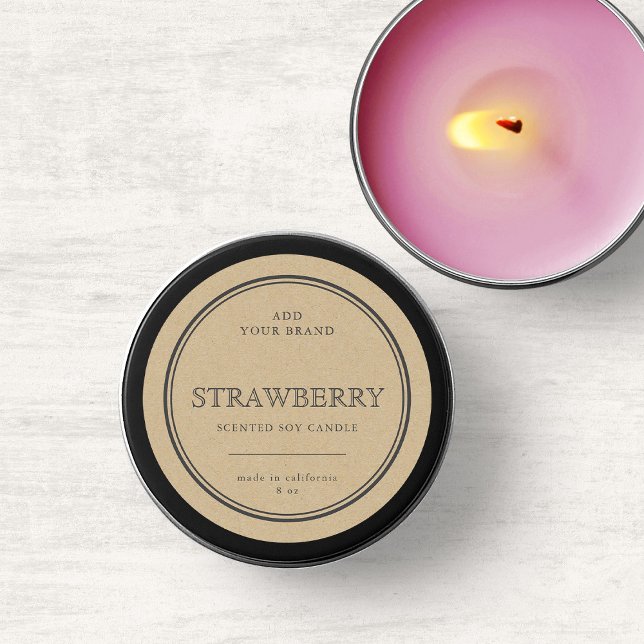 Sticker Rond Ajouter Marque Classic Grey Bordure Kraft Étiquett (Créateur téléchargé)