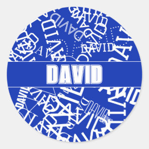 Sticker Rond Ajouter n'importe quel nom, nom collage En bleu &