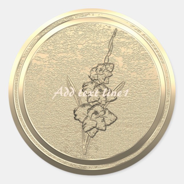 Sticker Rond Ajouter Texte Lys Gladiateur Or  (Devant)