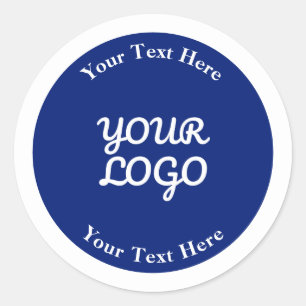 Sticker Rond Ajouter un logo bleu marine foncé et blanc avec bo