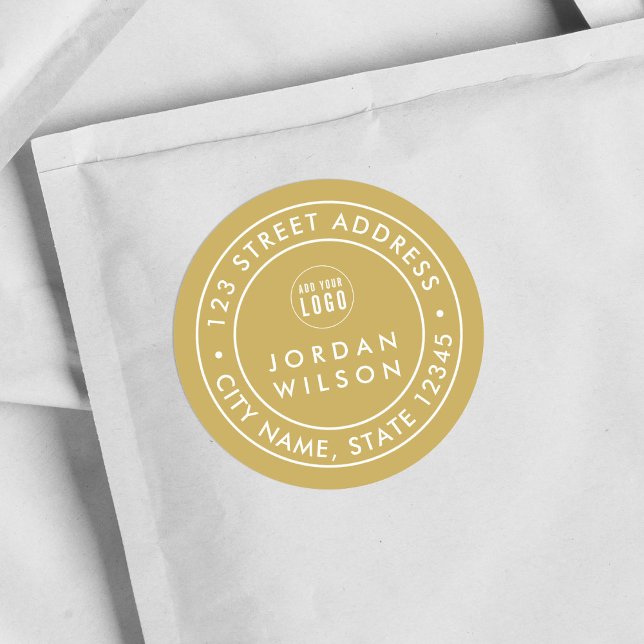 Sticker Rond Ajouter un logo rond à double bordure Adresse coul (Créateur téléchargé)