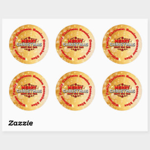 Sticker Rond Ajouter un nom Année Correspondante Joyeux Noël Cl