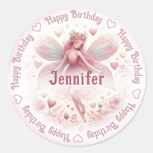 Sticker Rond Ajouter un nom Fairy & Flowers