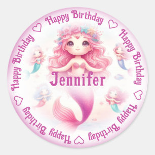 Sticker Rond Ajouter un nom Mermaid