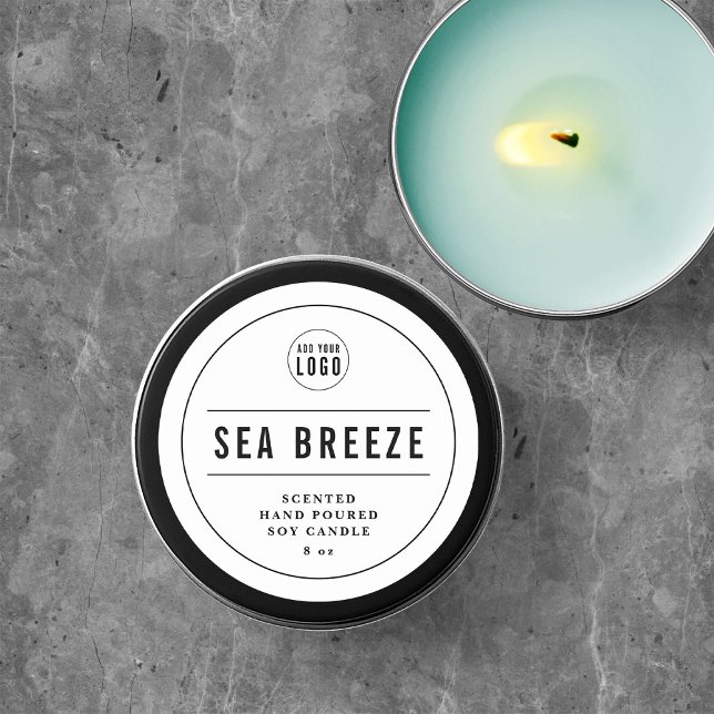 Sticker Rond Ajouter votre logo Bordure et lignes noires Étique (Créateur téléchargé)