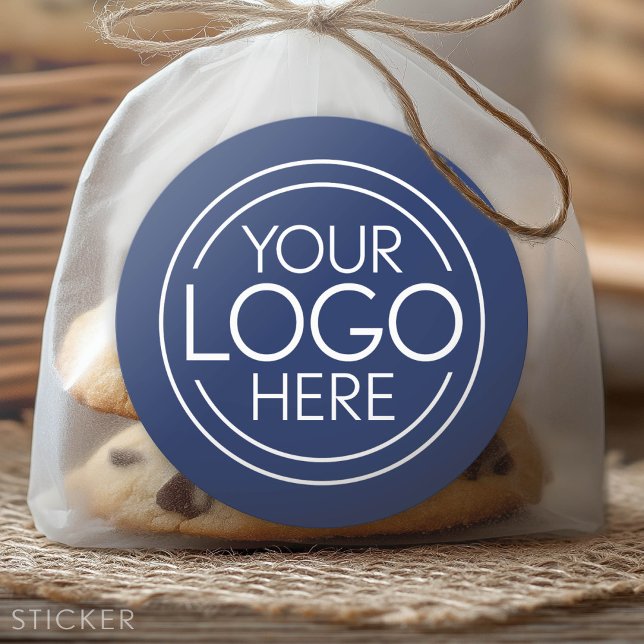 Sticker Rond Ajouter votre logo Business Modern Minimalist - Bl (Custom Logo Sticker - Low Minimum Promotional Product)