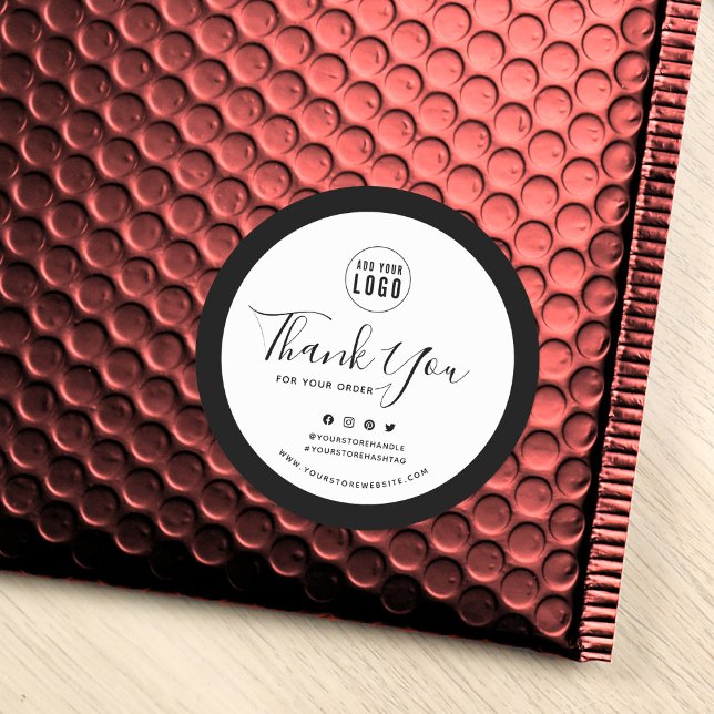 Sticker Rond Ajouter votre logo Social Media Merci Bordure pers (Créateur téléchargé)