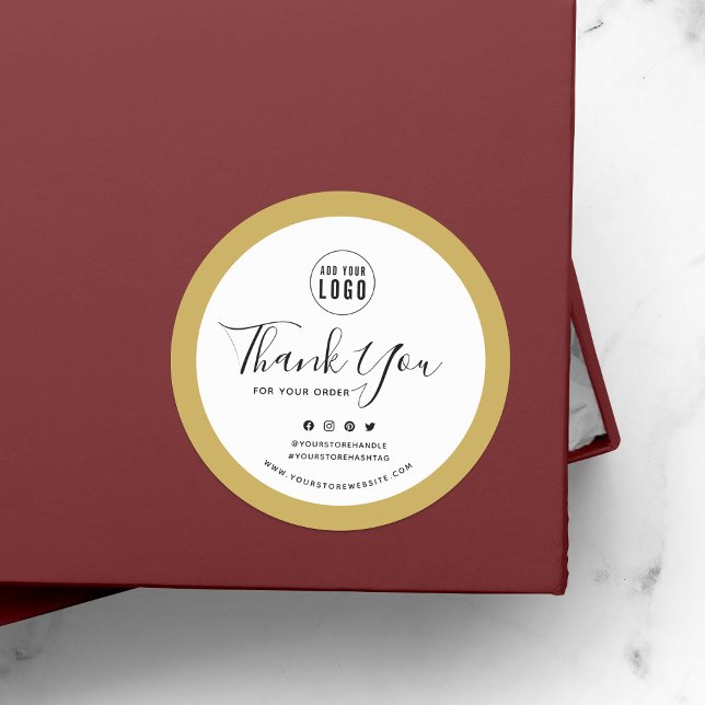 Sticker Rond Ajouter votre logo Social Media Merci Bordure pers (Créateur téléchargé)