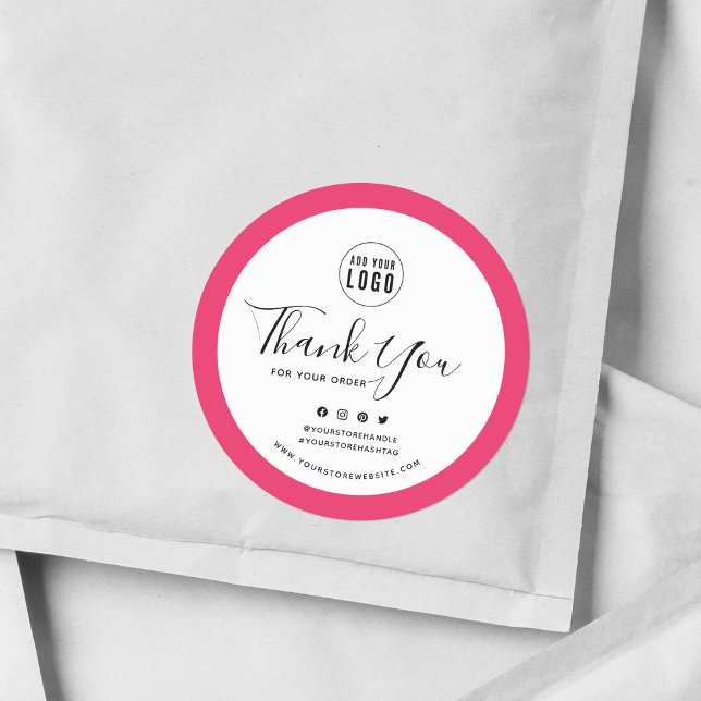 Sticker Rond Ajouter votre logo Social Media Merci Bordure pers (Créateur téléchargé)