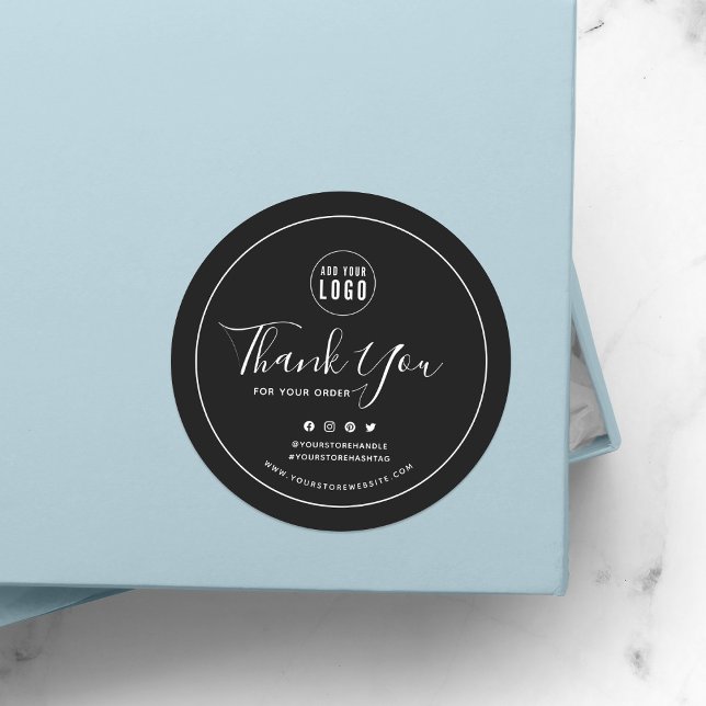 Sticker Rond Ajouter votre logo Social Media Merci Couleur pers (Créateur téléchargé)