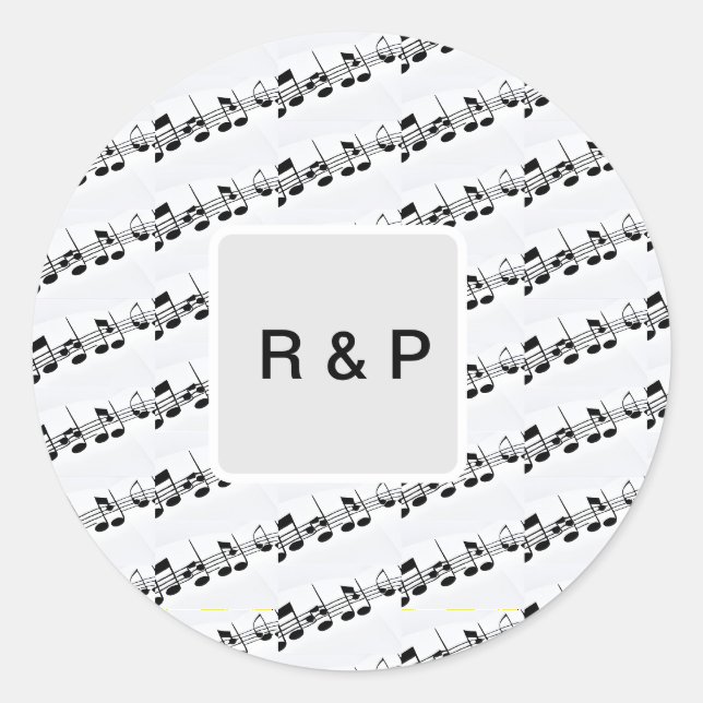 Sticker Rond Ajouter votre nom couple notes musicales battement (Devant)