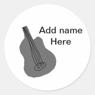 Sticker Rond Ajouter votre nom texte brun acoustique guitare éd