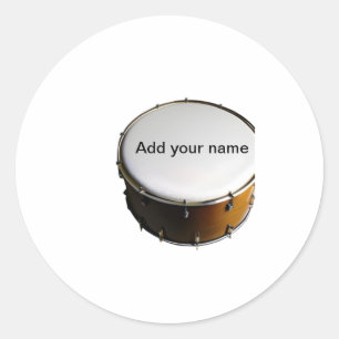 Sticker Rond Ajouter votre nom texte brun noir tambour battemen