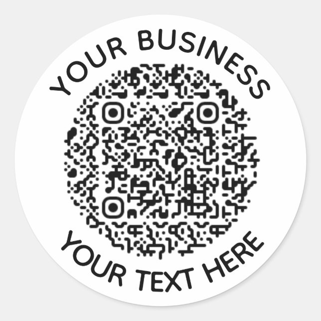 Sticker Rond Ajouter votre propre code QR rond Texte Scan minim (Devant)