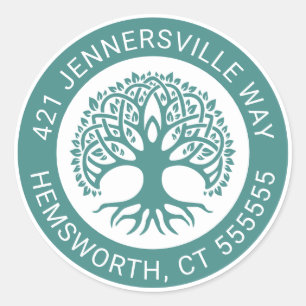 Sticker Rond Ajouter votre texte   Adresse de l'arbre celtique