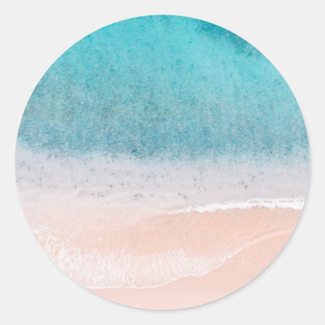 Sticker Rond Ajouter Votre Texte Blank Modèle Beach Sand Blue S (Devant)