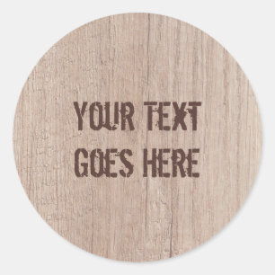 Sticker Rond Ajouter votre texte Brown Bois Modèle Look