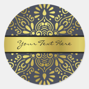 Sticker Rond Ajoutez simplement votre nom Faux Gold Foil Mand