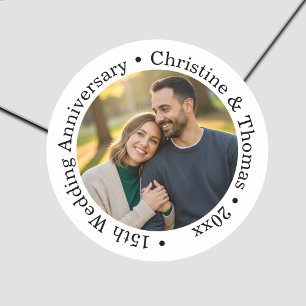 Sticker Rond Ajoutez votre propre photo de couple 15e anniversa