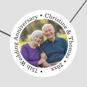 Sticker Rond Ajoutez votre propre photo de couple 75e anniversa