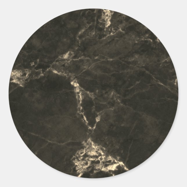 Sticker Rond Ajoutez Votre Texte Marbre Noir Foncé (Devant)