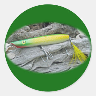 Sticker Rond AJS Popper "Green Greenie" Pêche d'eau salée leure