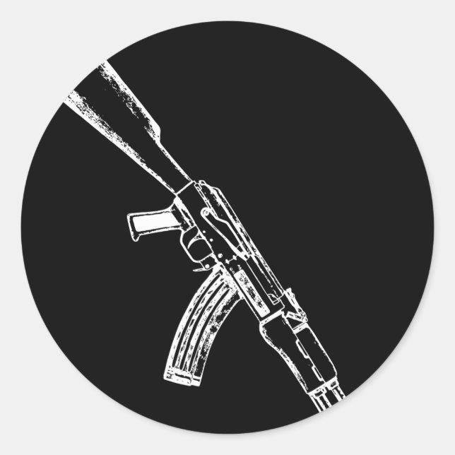 Sticker Rond AK-47 Kalashnikov Propriétaire de fusils AK47 (Devant)