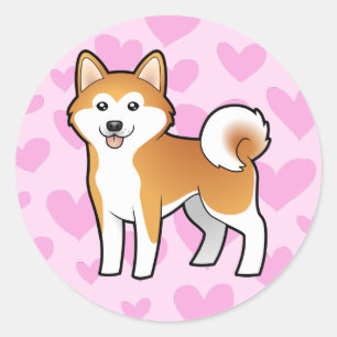 Sticker Rond Akita Inu/amour de Shiba Inu
