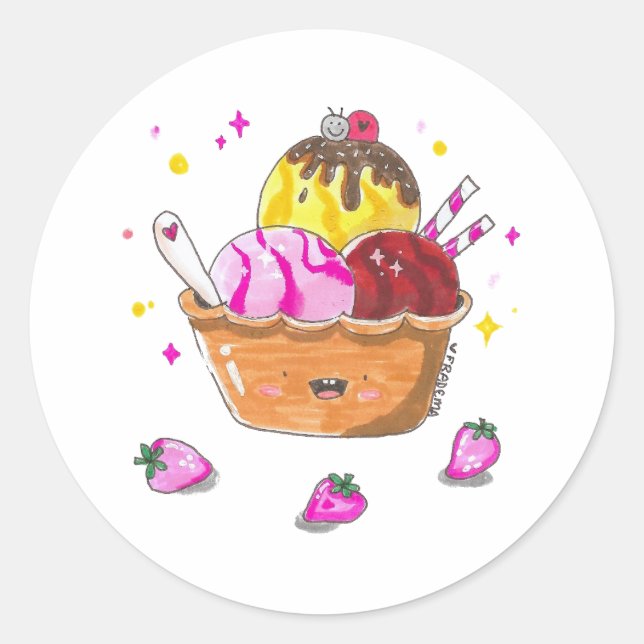 Sticker Rond Al rico helado (Devant)