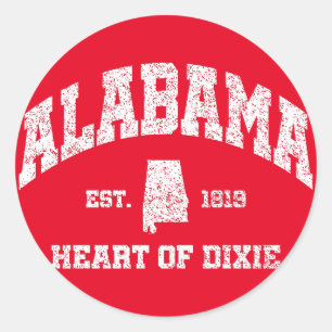 Sticker Rond Alabama, Coeur de Dixie