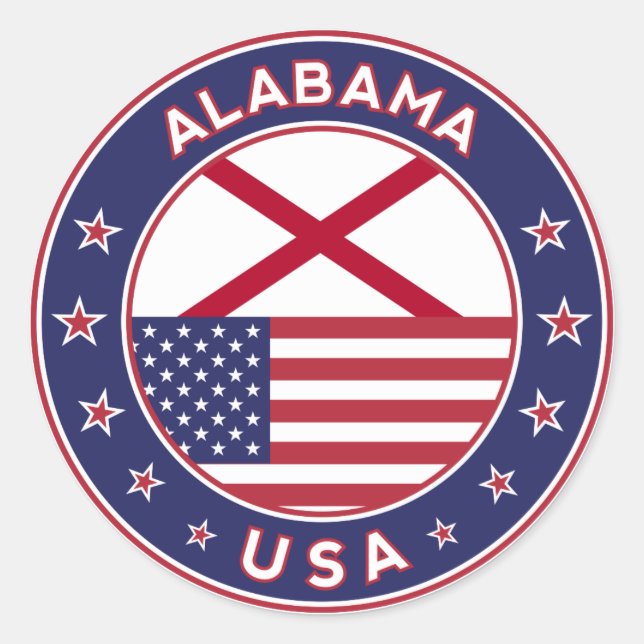 Sticker Rond Alabama, USA States, Alabama (Devant)