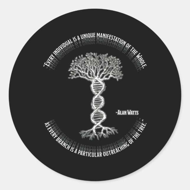 Sticker Rond Alan Watts Chaque Individu Est Un P De Tout (Devant)