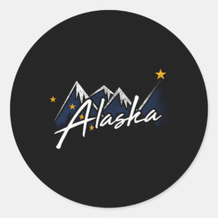 Sticker Rond Alaska Flag Mountains État en détresse
