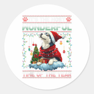 Sticker Rond Alaskan Malamute Décorations d'arbre de Noël Chien