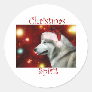 Sticker Rond Alaskan Malamute Spirit