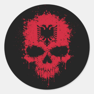 Sticker Rond Albanie Déchirer le crâne