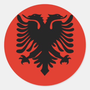 Sticker Rond Albanie Drapeau de haute qualité