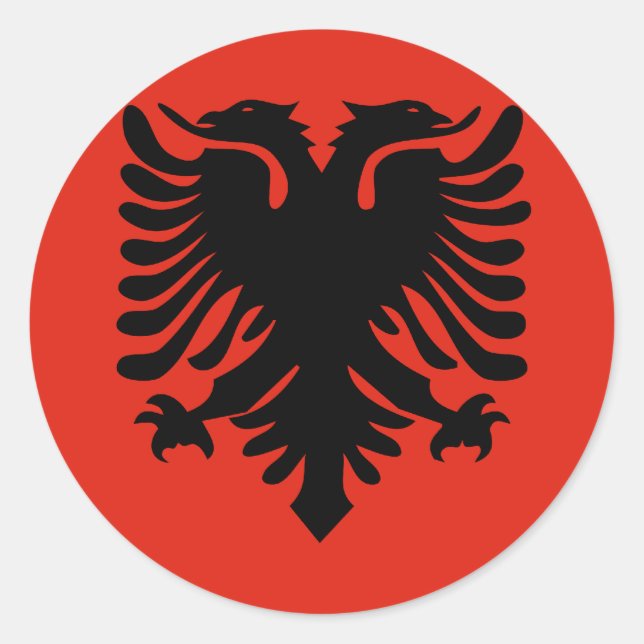 Sticker Rond Albanie Drapeau de haute qualité (Devant)