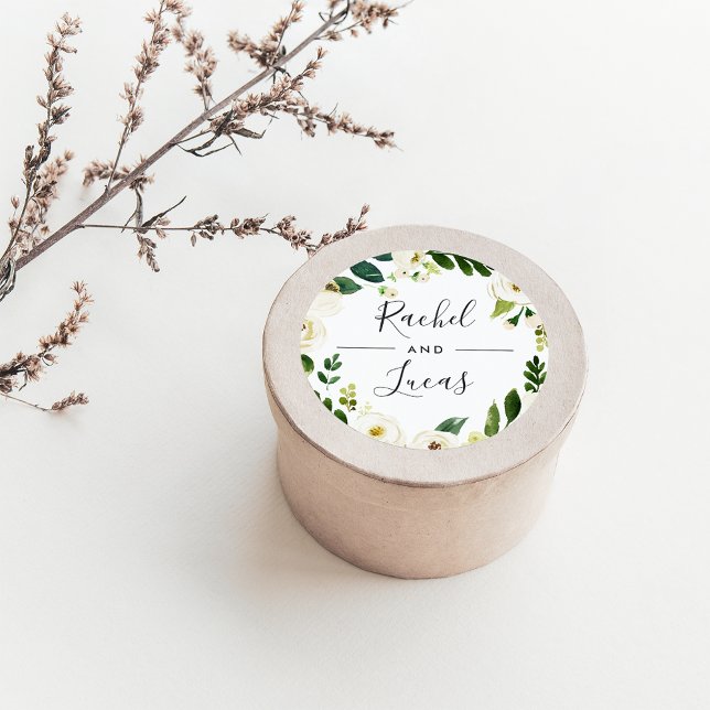 Sticker Rond Albâtre | Mariage de couronne botanique (Créateur téléchargé)
