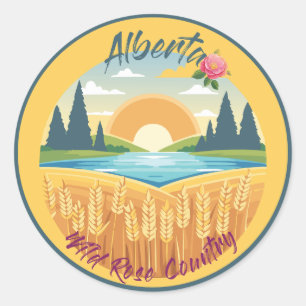Sticker Rond Alberta : Pays Rose sauvage